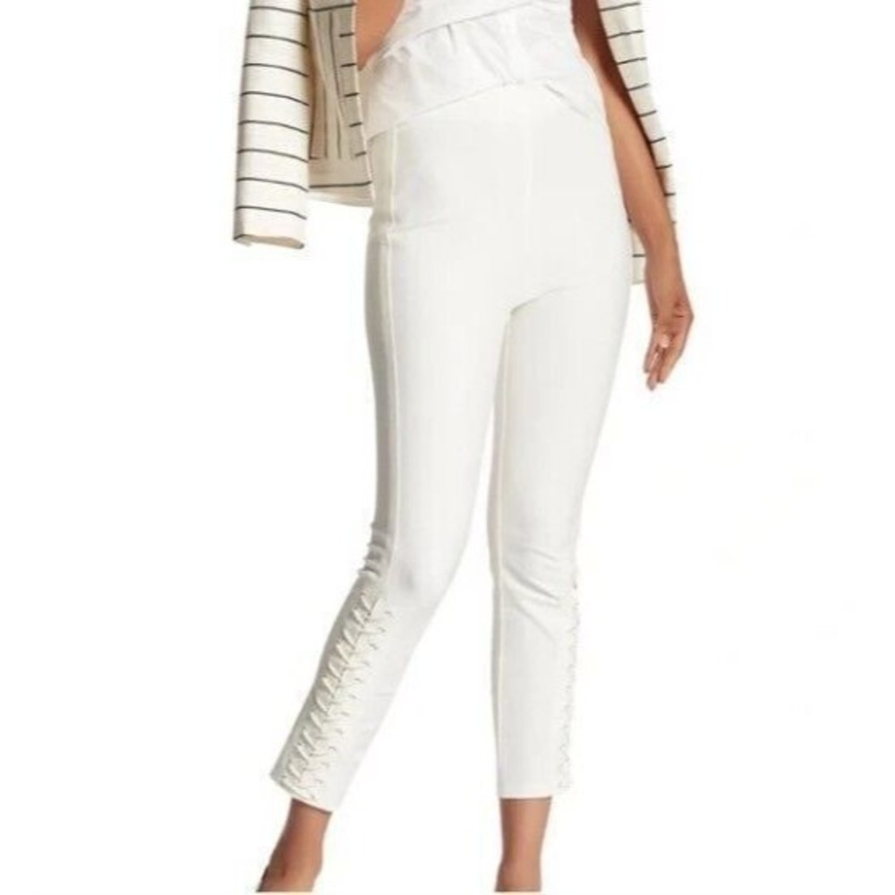 Derek Lam 10 Crosby Cream Lace-Up Detailed Leggings Skinny Pants Size 2
